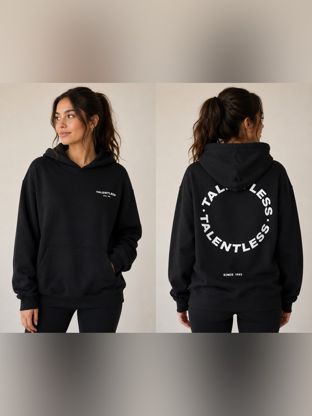 Talentless Black Logo Pullover Hoodie Oversized Graphic Sweatshirt size Large